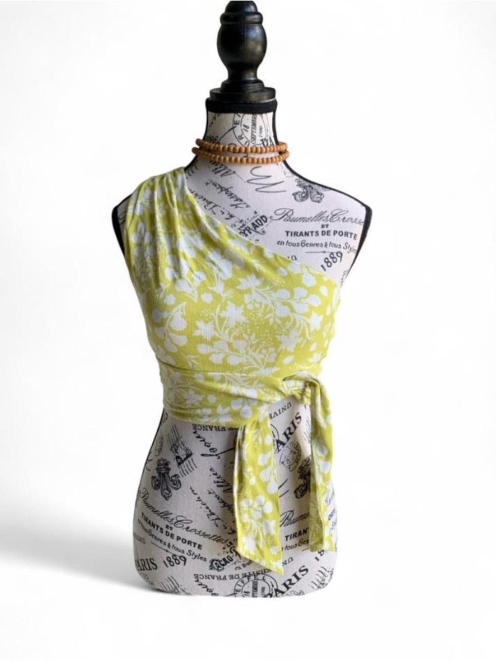 Free People One Shoulder Carmen Crop Top Sz XS Stretch Tie Waist Floral Print